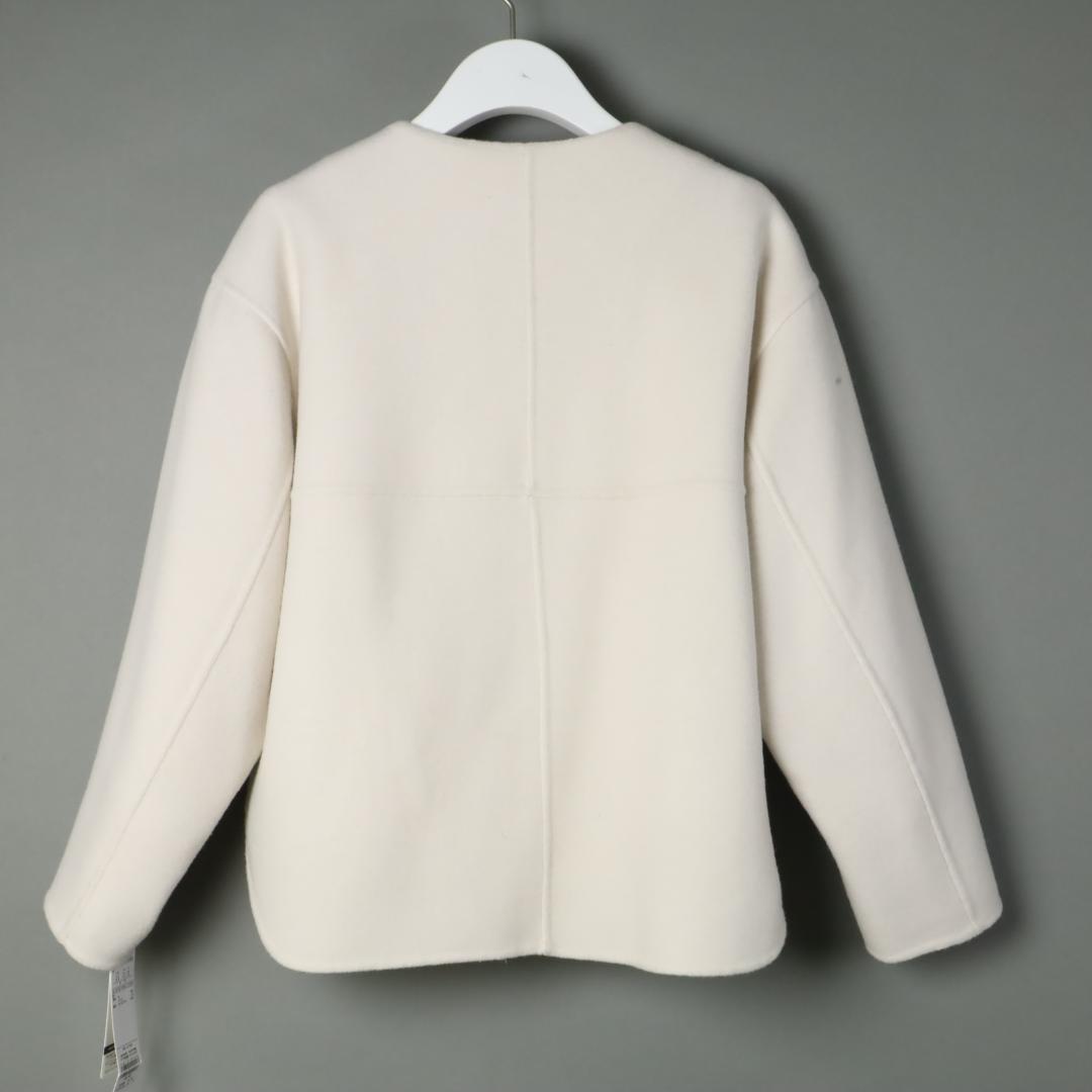 223 新品 今季 23区 ウールライトリバー ノーカラー ショートコート 32