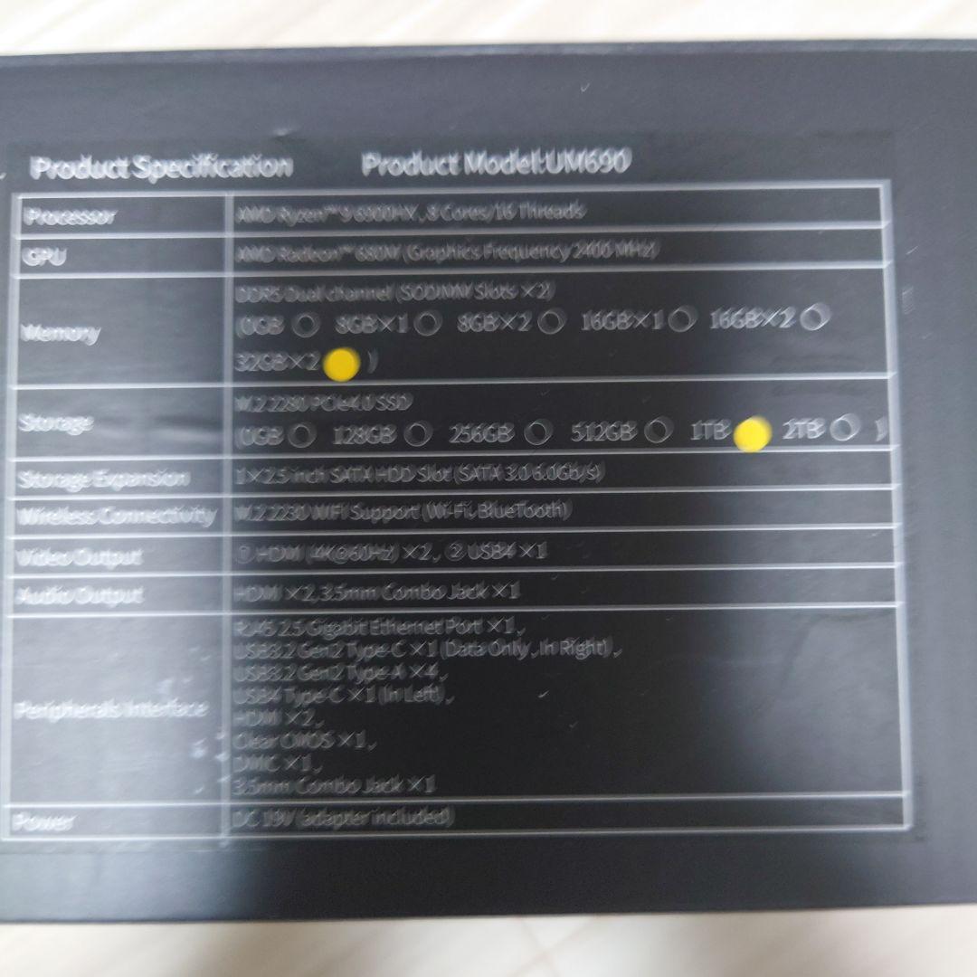 【UM690】64GB 1TB AMD Ryzen9 6900HX