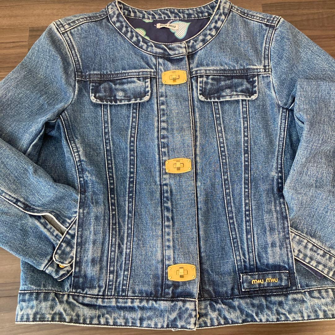 MIU MIU ミュウミュウ デニム ジャケット Gジャン ノーカラー