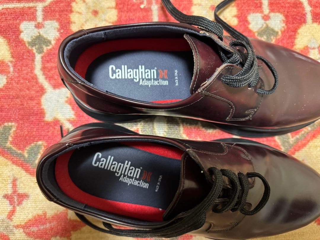 CallagHan バーガンディ ドレスレザーシューズ