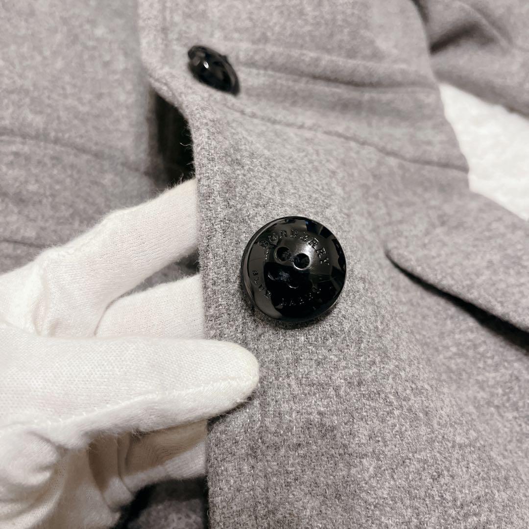 美品 バーバリーブルーレーベル アンゴラ ステンカラーコート グレー チェック