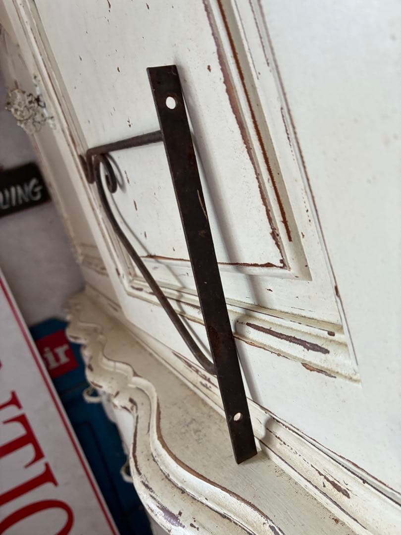 青柳フランス　アンティーク　アイアン　フック　壁掛け　フックシェルフ台　A