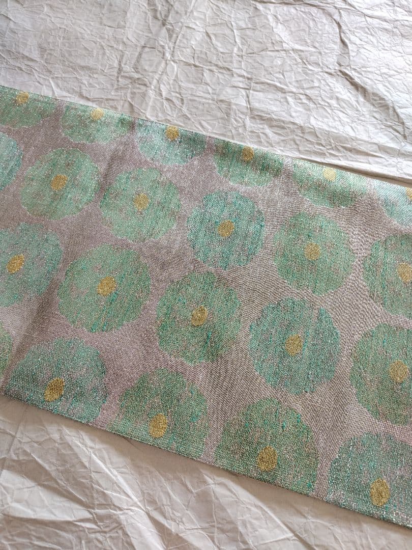 ちはやふる値下げ　桝屋高尾　ねん金綴錦　彩絵菊文　両面　袋帯