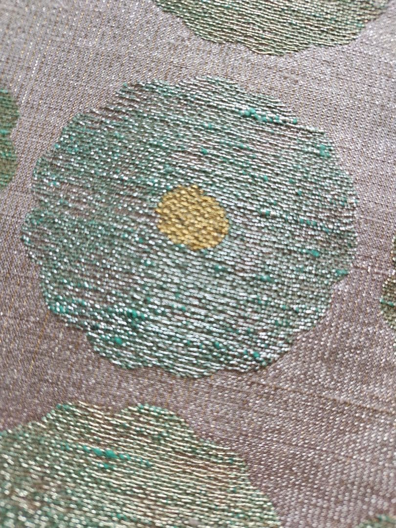 ちはやふる値下げ　桝屋高尾　ねん金綴錦　彩絵菊文　両面　袋帯