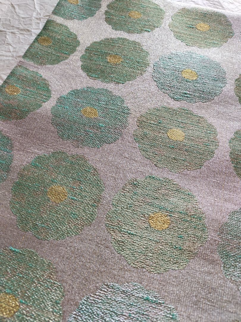 ちはやふる値下げ　桝屋高尾　ねん金綴錦　彩絵菊文　両面　袋帯