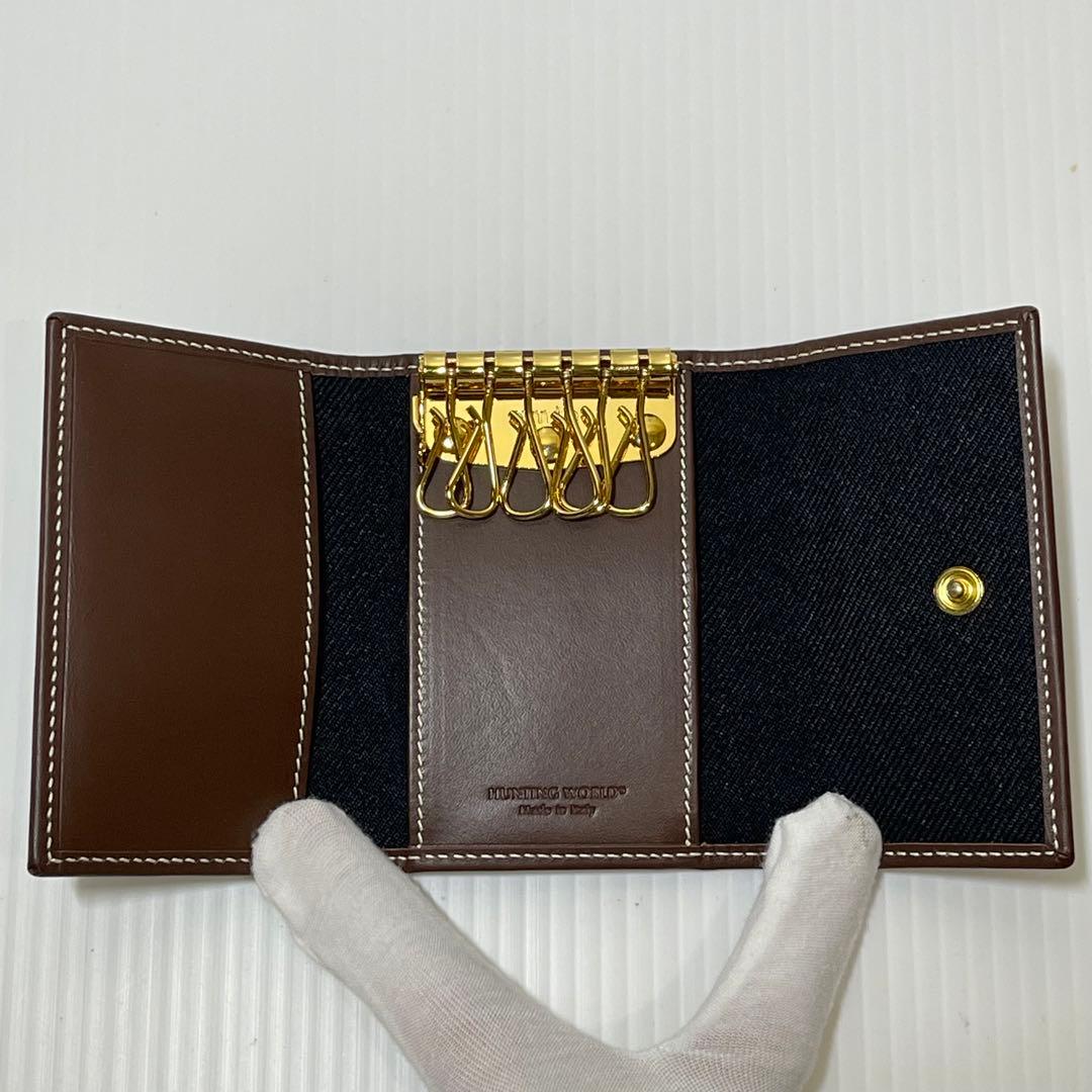 新品未使用【ハンティングワールド】6連キーケース ブラックサファリ