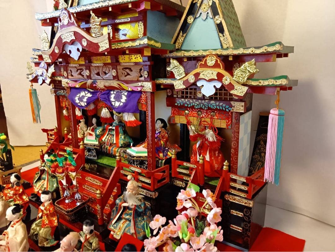 【ゆず】御殿飾りお人形飾り 道具付き