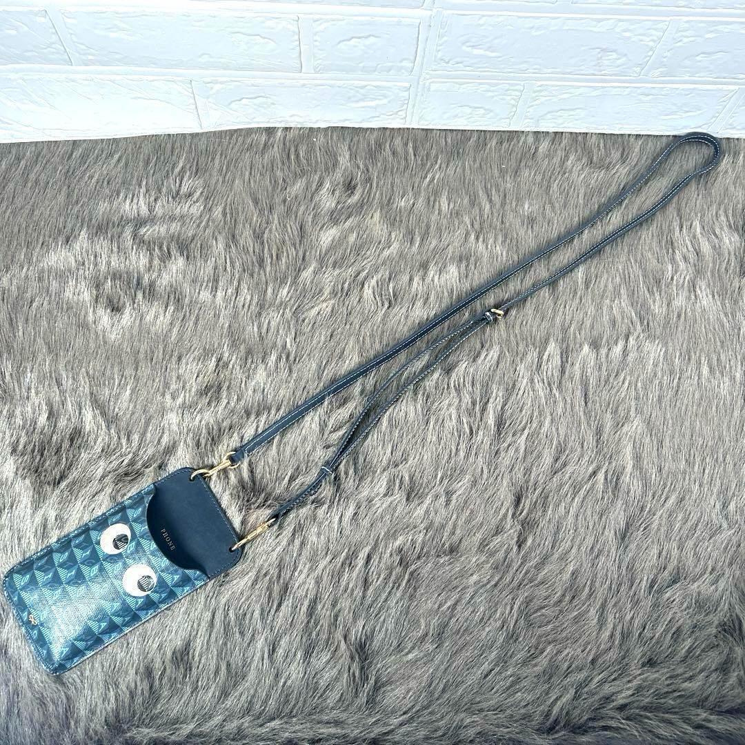 アニヤハインドマーチ　スマホショルダー　スマホケース　青　eyes K1386