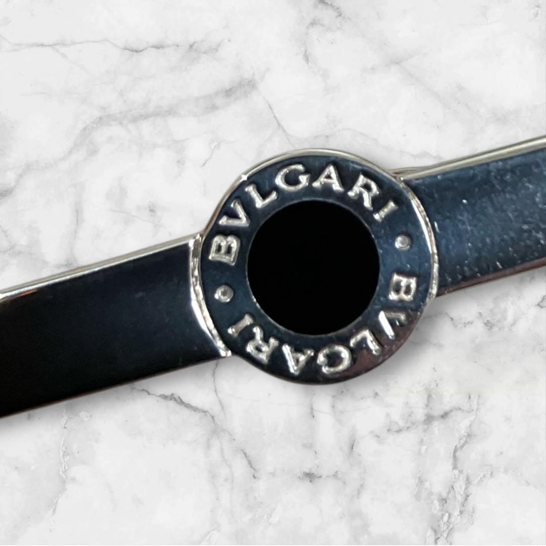 【美品】BVLGARI ブルガリ　ネクタイピン　オニキス　シルバー　箱付き