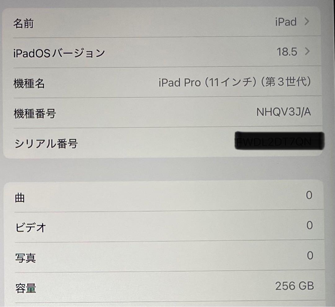 iPad Pro 11インチ 第三世代 256GB シルバー