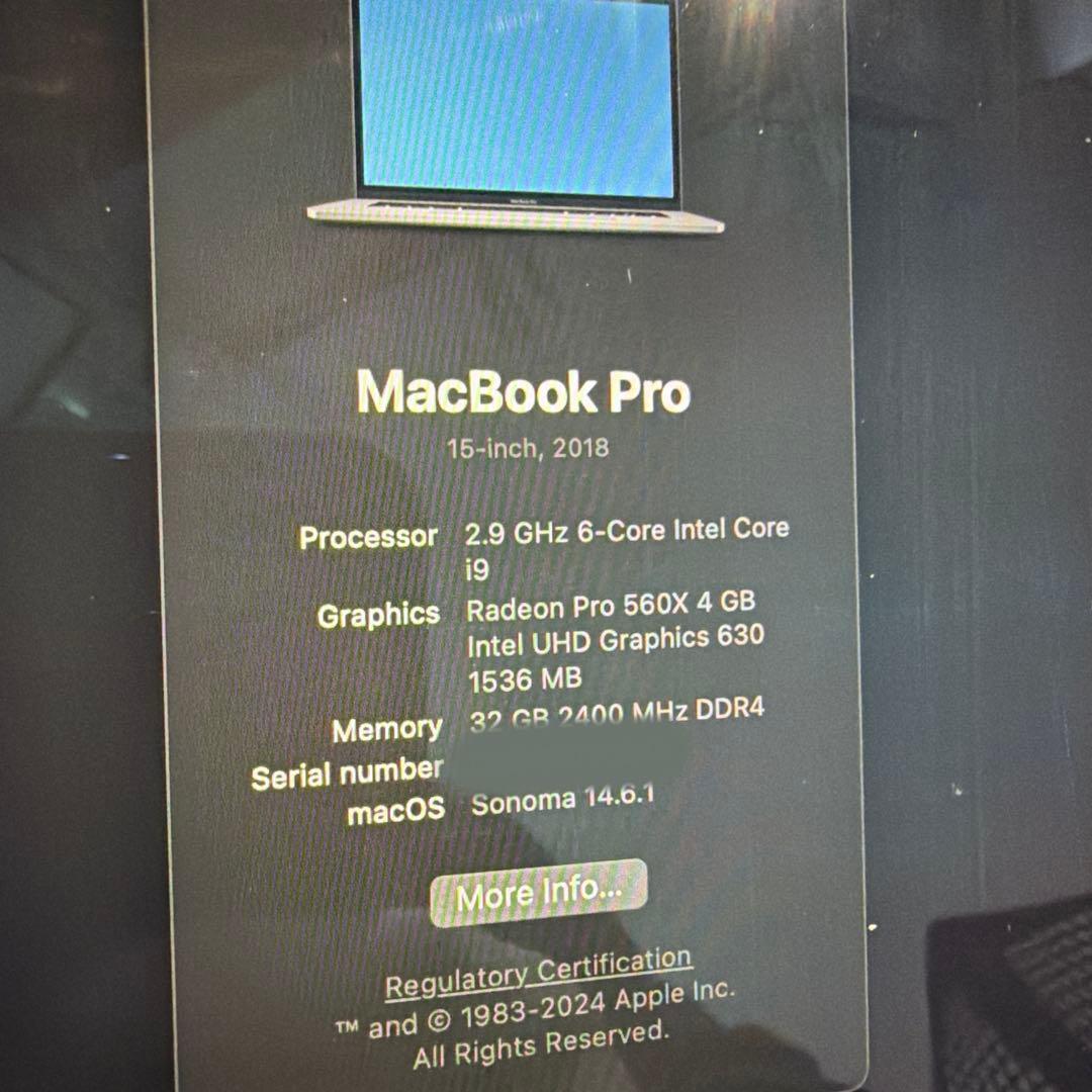 Apple MacBook Pro 2018 15インチ 32GB /1TB
