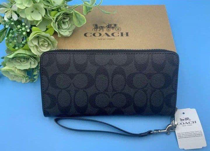 新品未使用コーチ長財布ダークグレイシグネチャーレディースメンズ送料無料即日発送