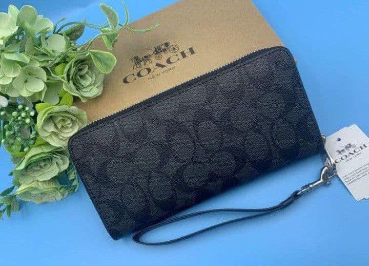 新品未使用コーチ長財布ダークグレイシグネチャーレディースメンズ送料無料即日発送