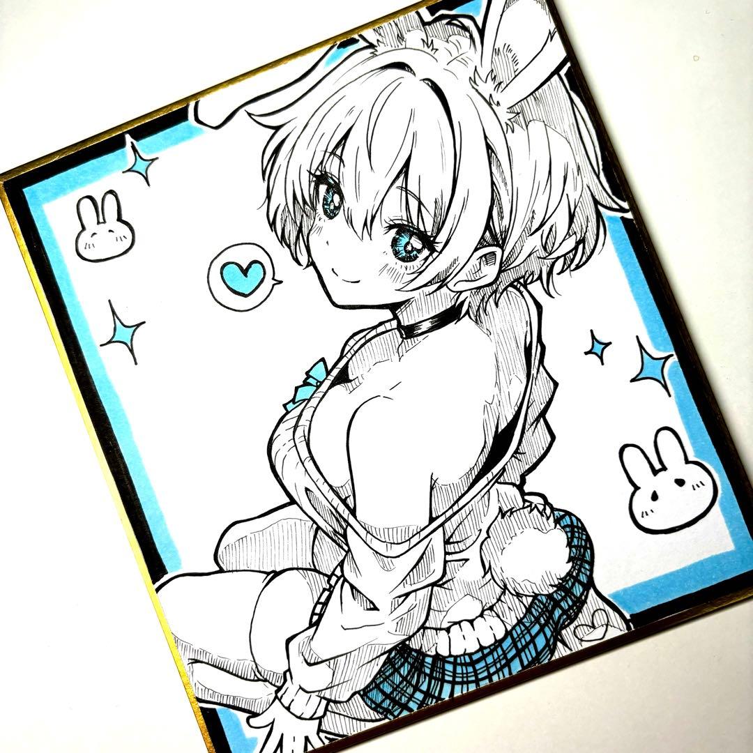 お*ん様 オリジナル 手描きイラスト アナログ　ミニ色紙