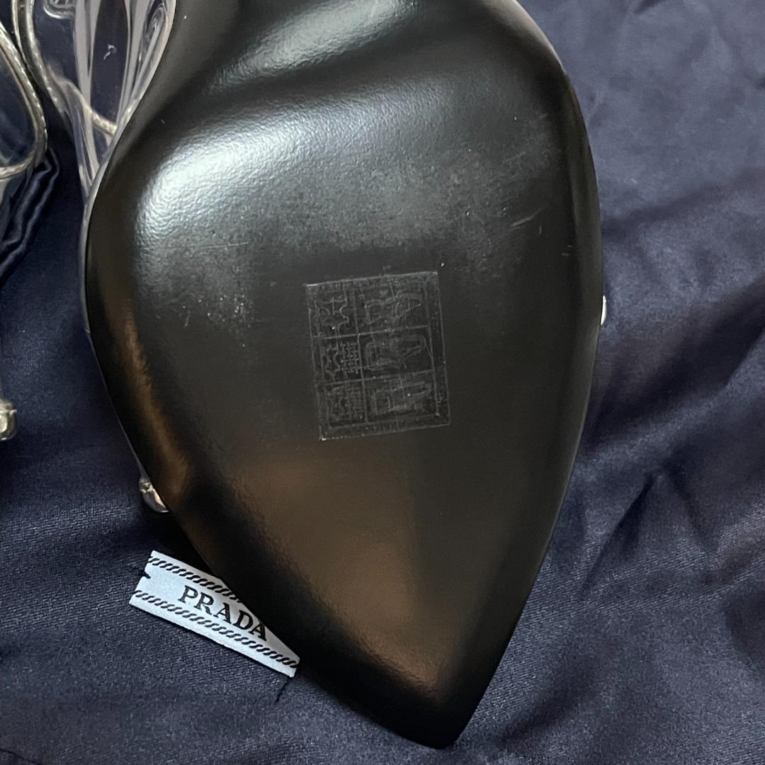 ほぼ未使用 PRADA プラダ クリアサンダル ミュール スケルトン シルバー