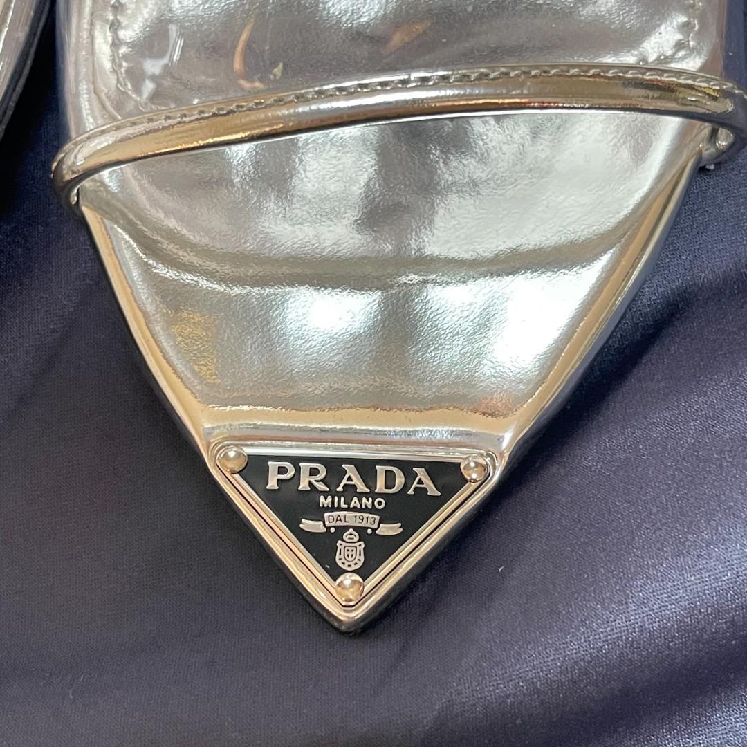 ほぼ未使用 PRADA プラダ クリアサンダル ミュール スケルトン シルバー