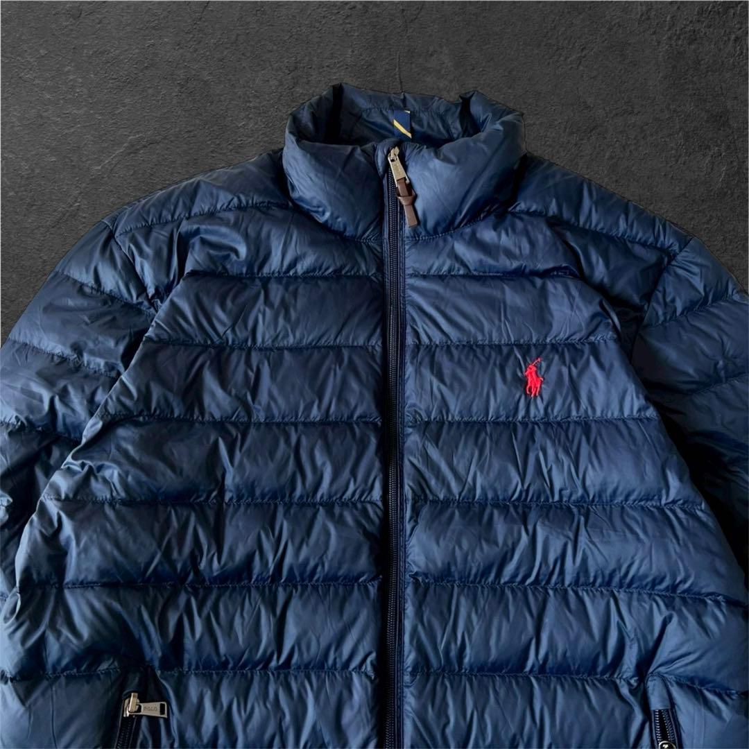 美品 Polo Ralph Lauren ライトダウンジャケット ネイビー 刺繍