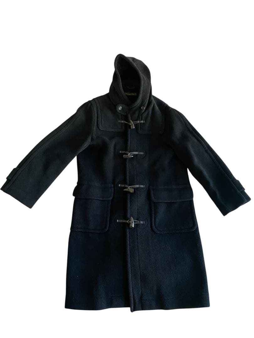 希少moorbrook生地 ヘリンボーンダッフルコート ウール100% ブラック