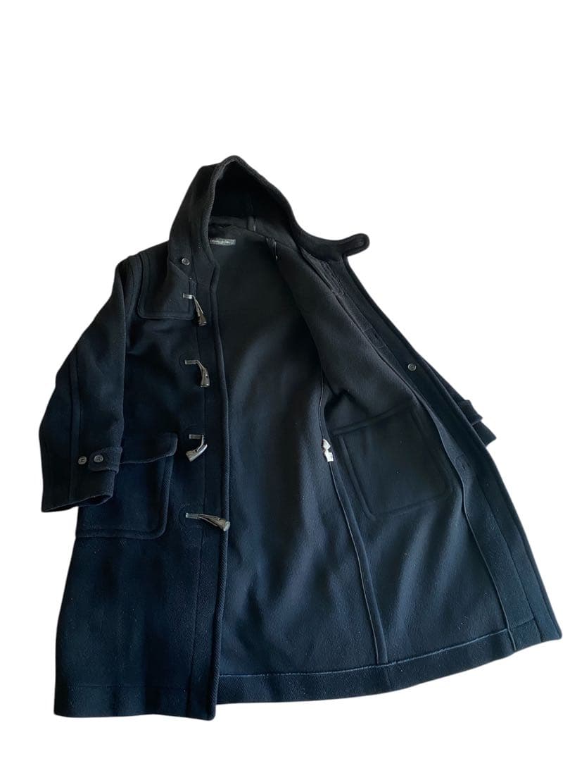 希少moorbrook生地 ヘリンボーンダッフルコート ウール100% ブラック