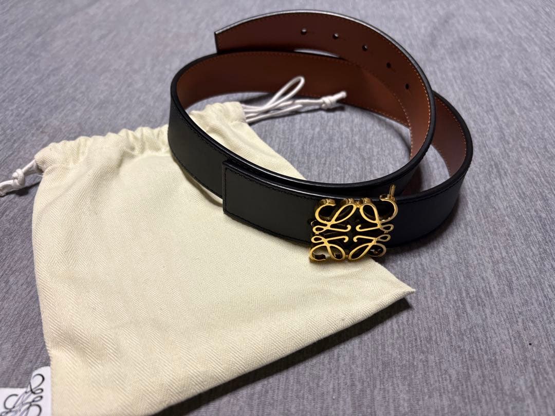 S*n様 ロエベ アナグラム　リバーシブルベルト タン/ブラック　ゴールドバック