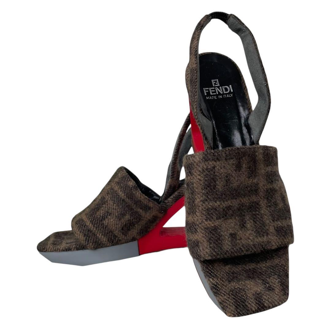 FENDI フェンディ 厚底サンダル ミュール ズッカ柄　36.5 24cm