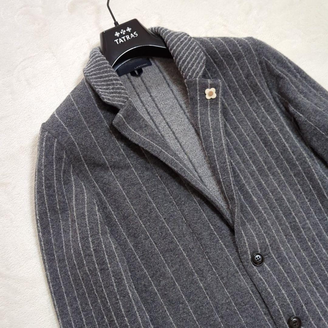 美品 L ラルディーニ ブートニエール ニット テーラードジャケット ストライプ