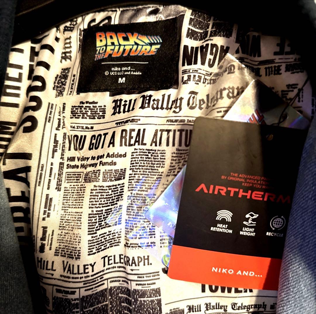 ニコアンド バックトゥザフューチャー BTTF 刺繍スタジャン ライトブルー