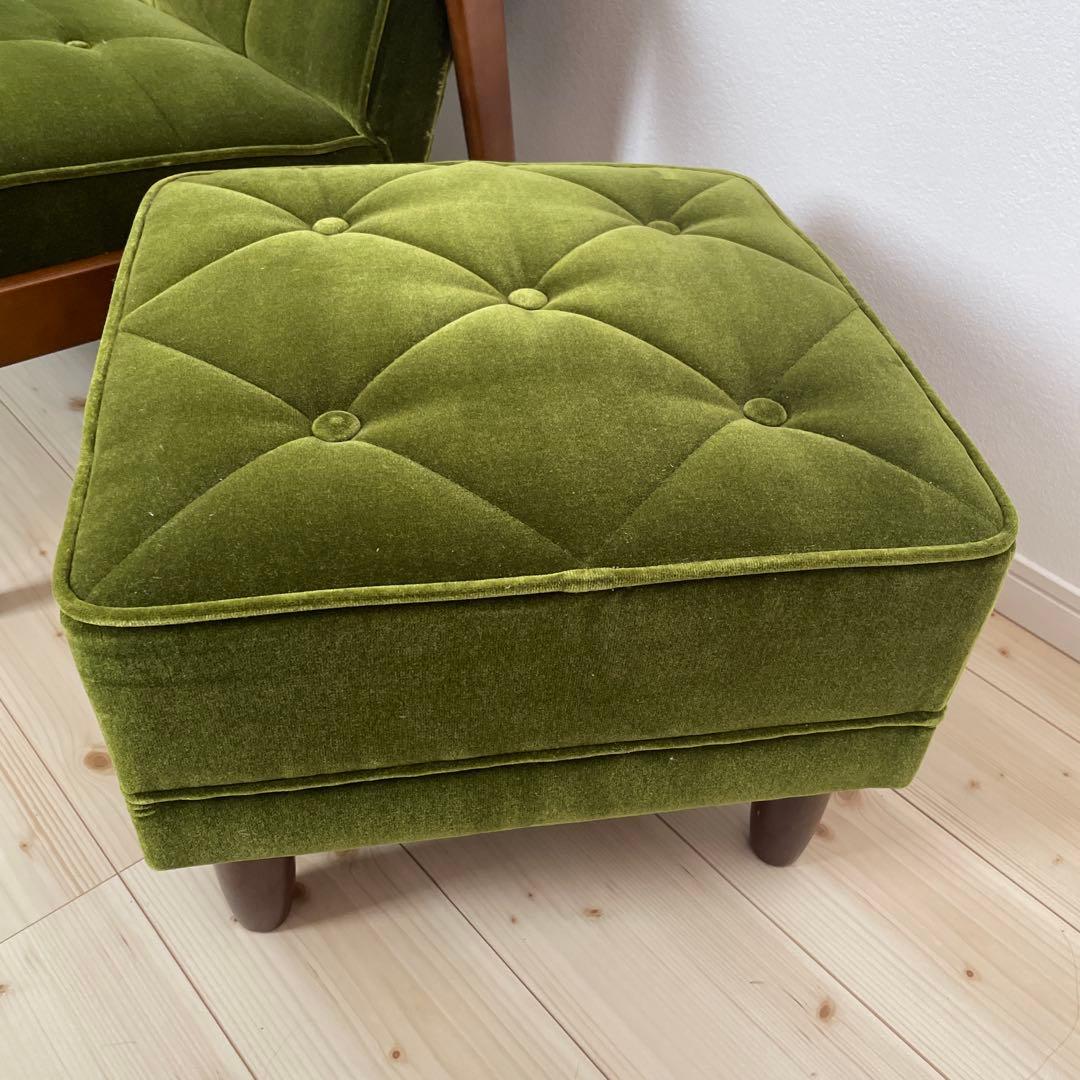 カリモク60　オットマン　モケットグリーン