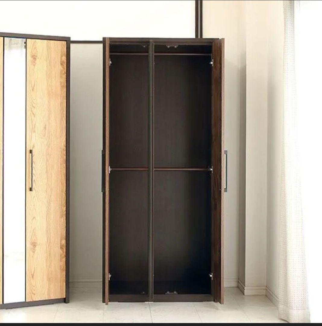 ワードローブ クローゼット 洋服タンス 完成品 木製 ミラー付 北欧 国産