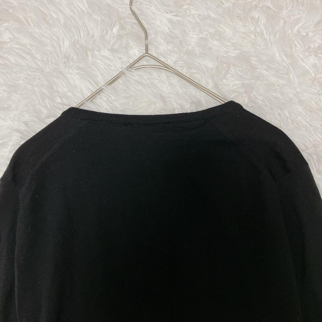 美品 ジョンスメドレー　メリノウール100% ブラック カーディガン M 黒