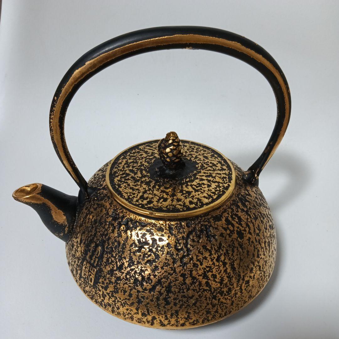 南部岩鋳　 純金　純銀着　美濃華林作　鉄瓶