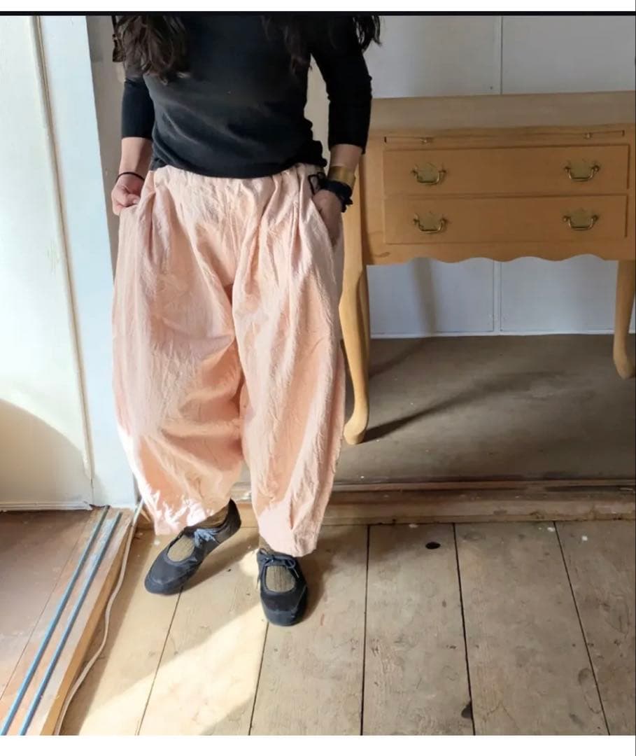 週末限定価格☆cheer札幌 hibi コットンリネン先染めパンツ　薄ピンク