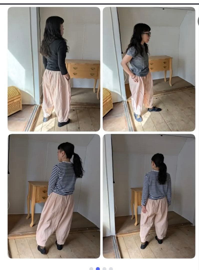 週末限定価格☆cheer札幌 hibi コットンリネン先染めパンツ　薄ピンク