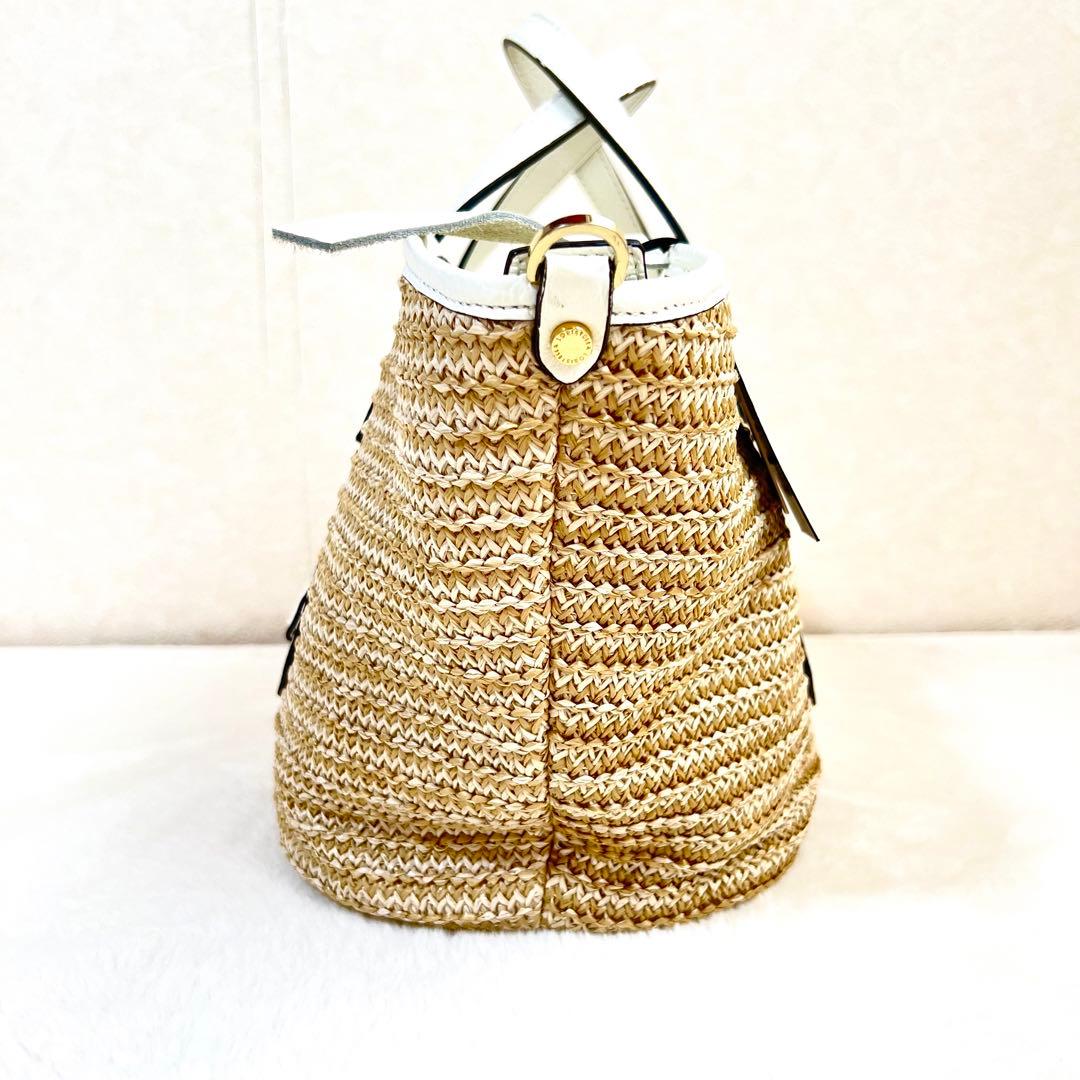 美品✨ロリステッラ かごバッグ 2WAY ショルダーバッグ ハンドバッグ 白