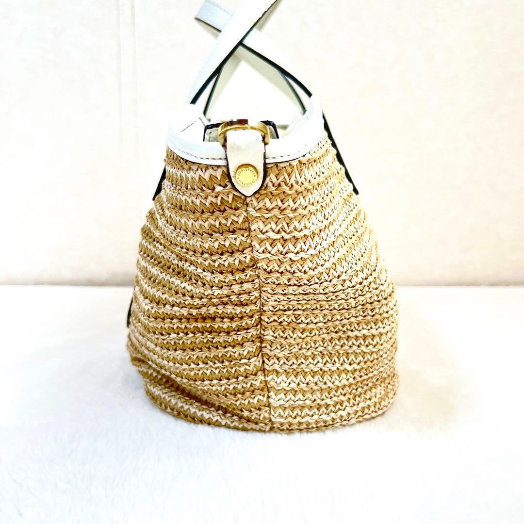 美品✨ロリステッラ かごバッグ 2WAY ショルダーバッグ ハンドバッグ 白