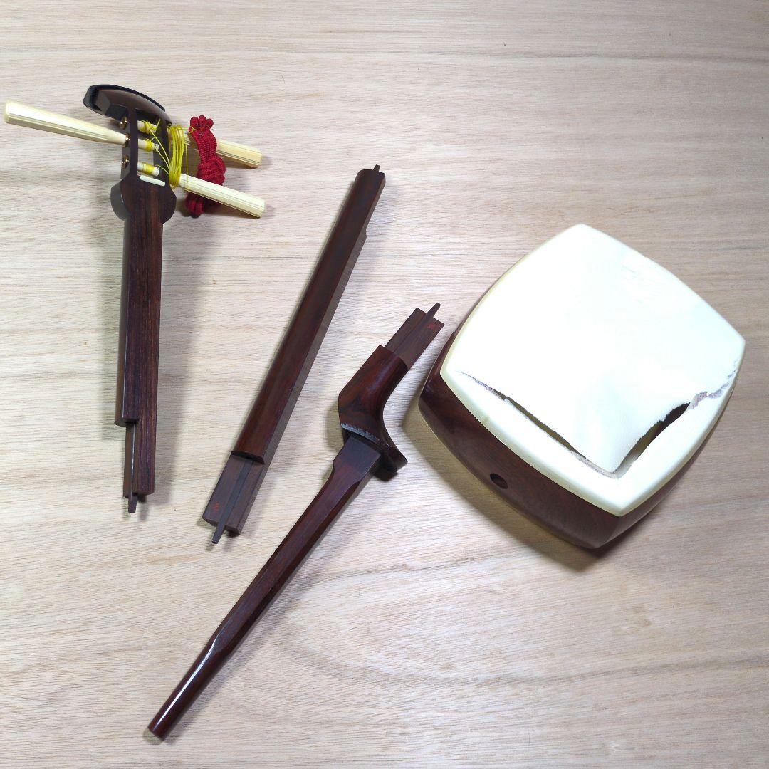 日本橋 鶴屋三絃店 三味線　東地唄　紫檀　皮破れ　和楽器