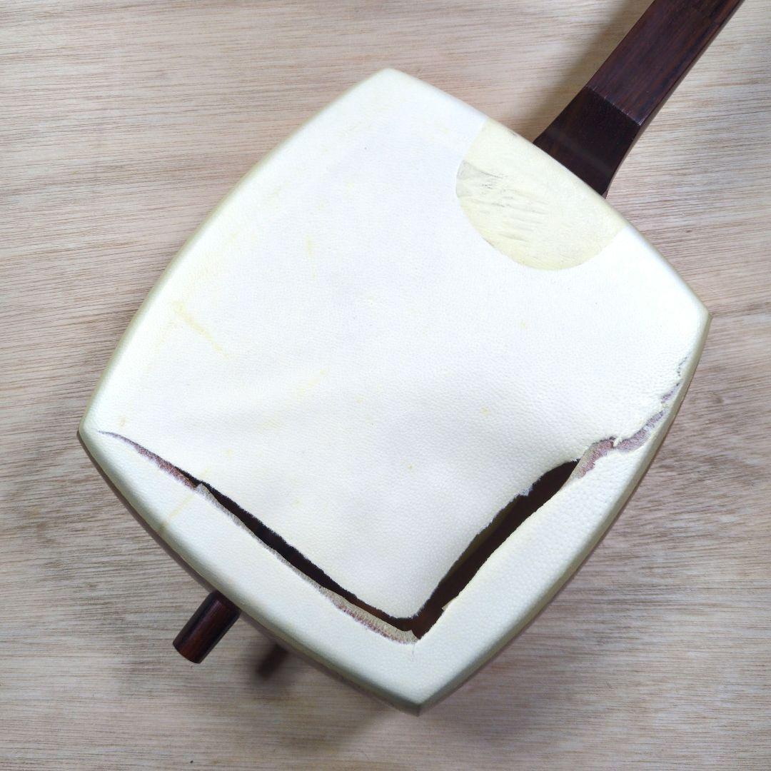 日本橋 鶴屋三絃店 三味線　東地唄　紫檀　皮破れ　和楽器