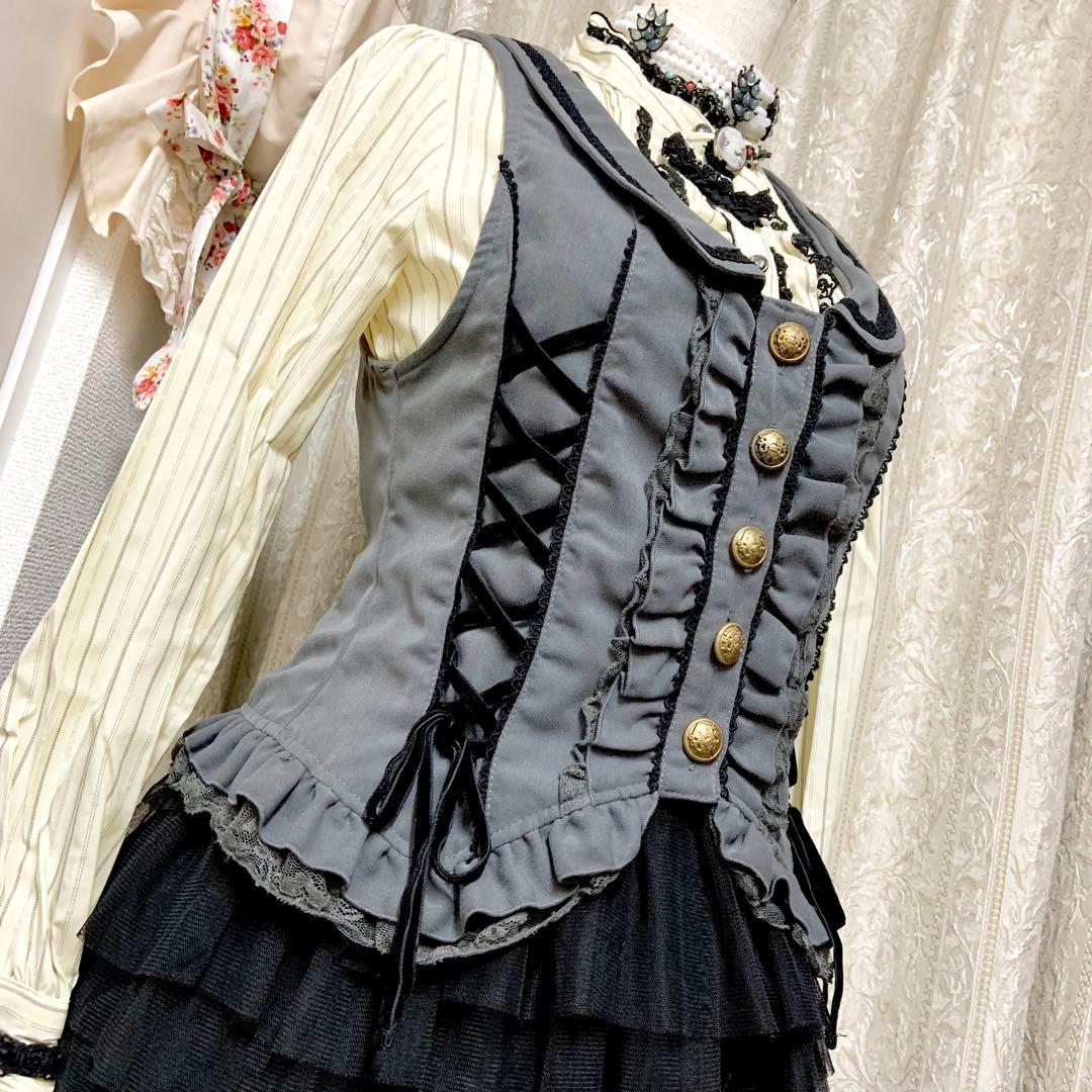 axes femme W編み上げベスト　グレー　クラロリ　Y2K 森ガール　新品