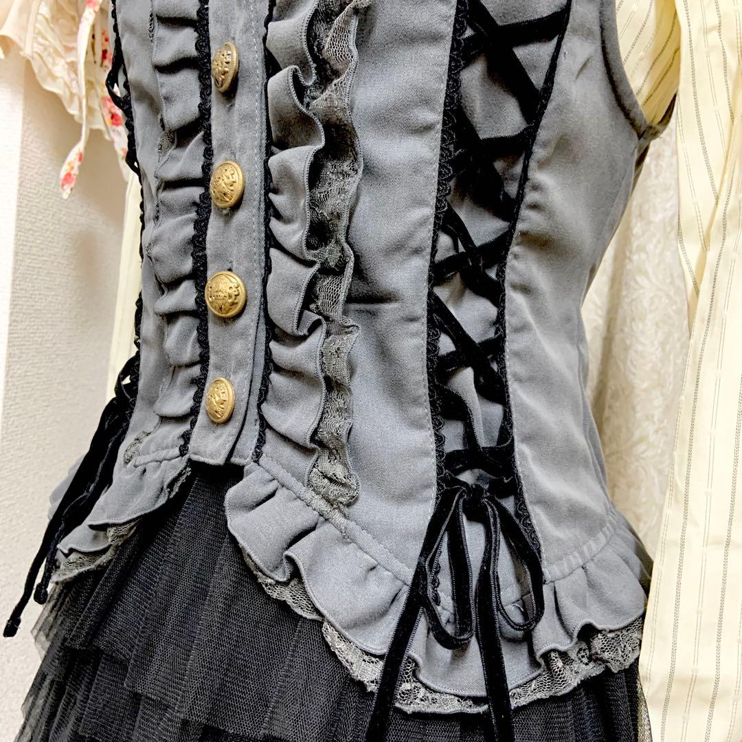 axes femme W編み上げベスト　グレー　クラロリ　Y2K 森ガール　新品