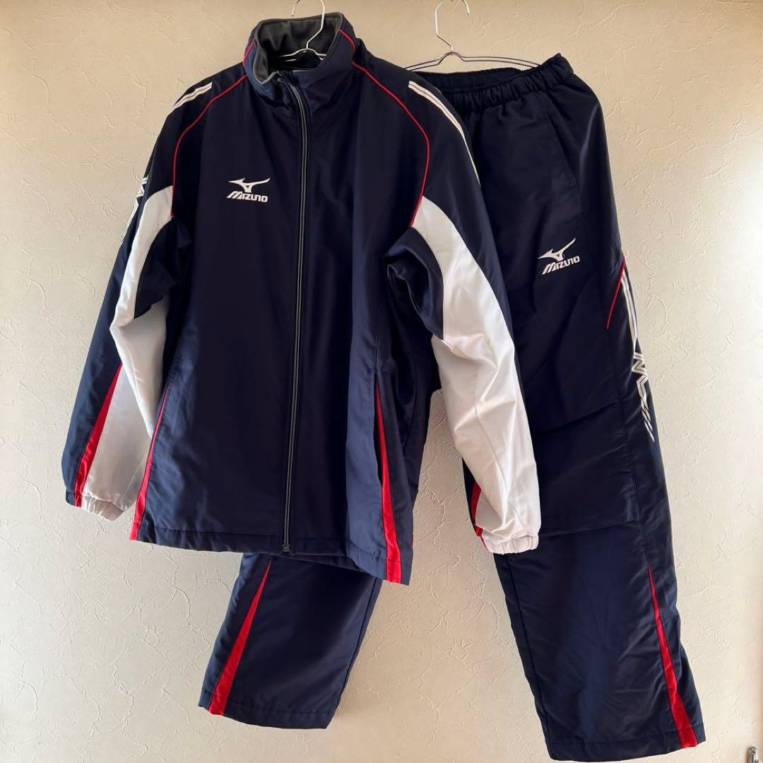 MIZUNO ミズノ ウォームアップウェア 上下セット サイズS 紺色×赤×白