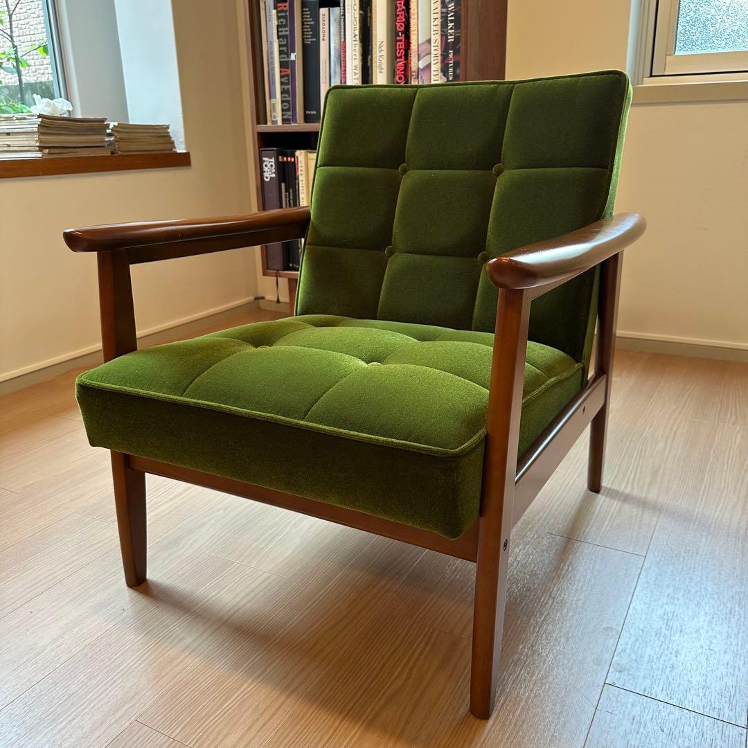 カリモク60 Kチェア 1シーター　モケットグリーン【美品】