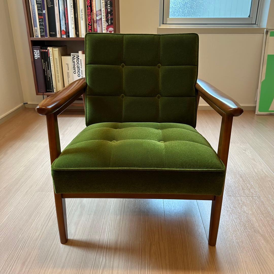 カリモク60 Kチェア 1シーター　モケットグリーン【美品】