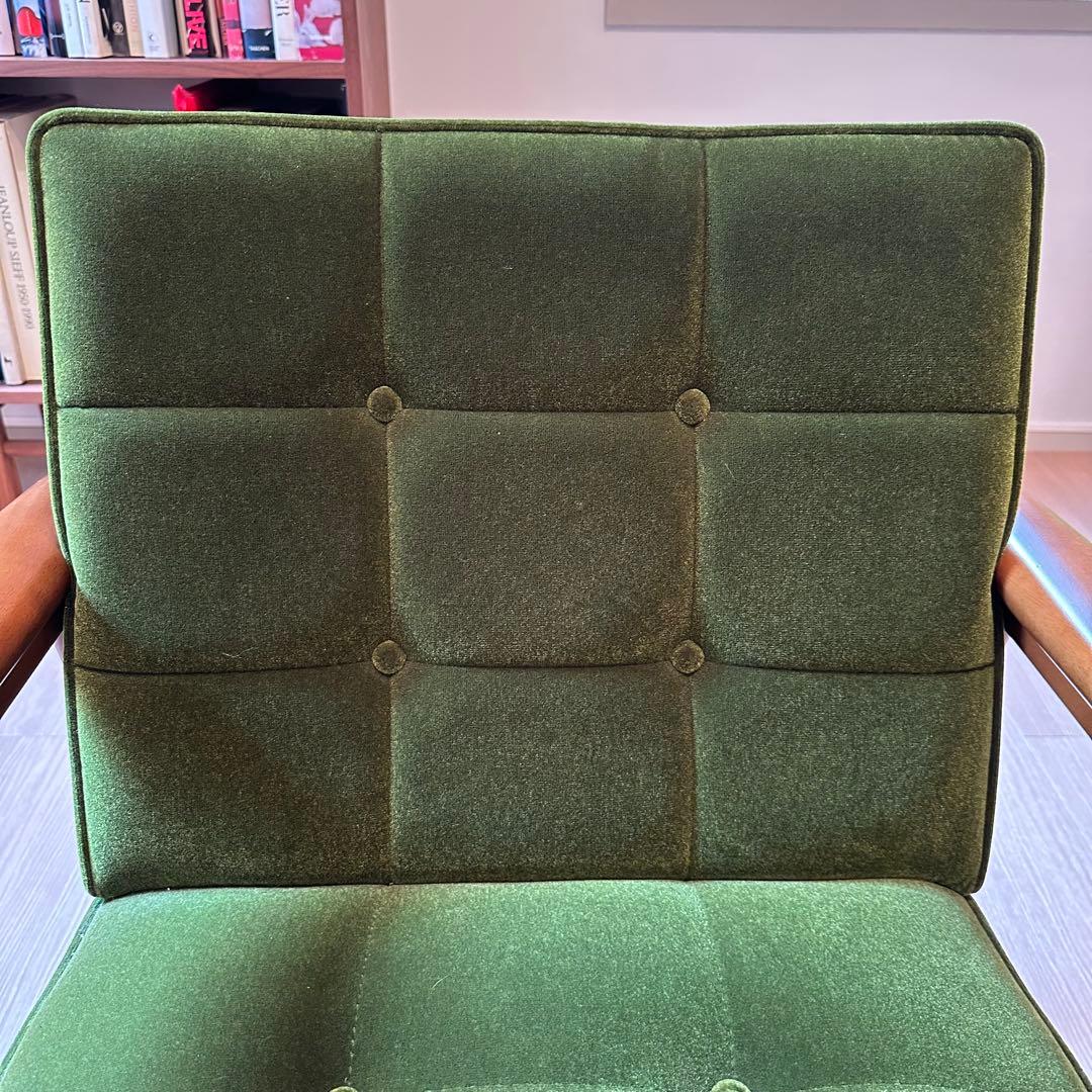 カリモク60 Kチェア 1シーター　モケットグリーン【美品】