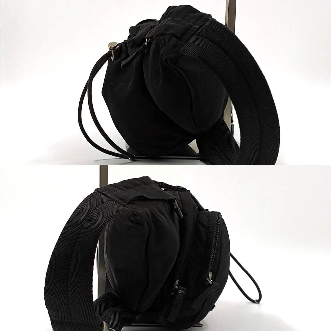 希少✨プラダ　ウエストポーチ　ボディバッグ　三角ロゴ　ナイロン　黒　白タグ