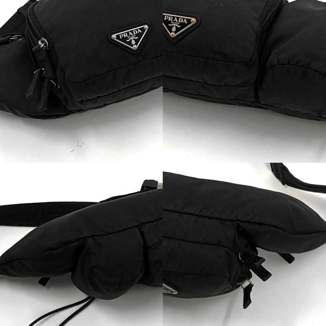 希少✨プラダ　ウエストポーチ　ボディバッグ　三角ロゴ　ナイロン　黒　白タグ