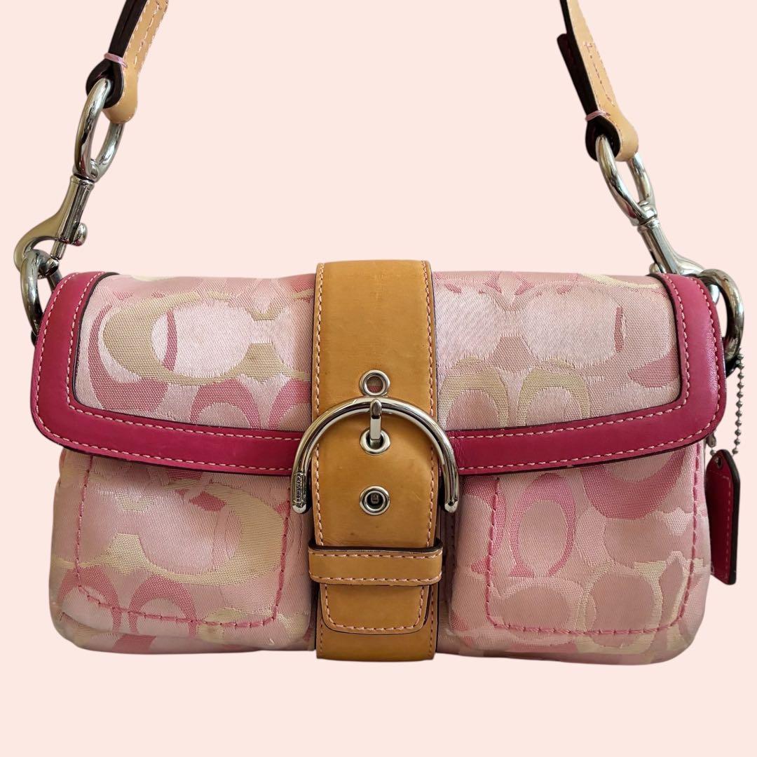 COACH コーチ SOHO ソーホー ショルダーバッグ シグネチャー ピンク