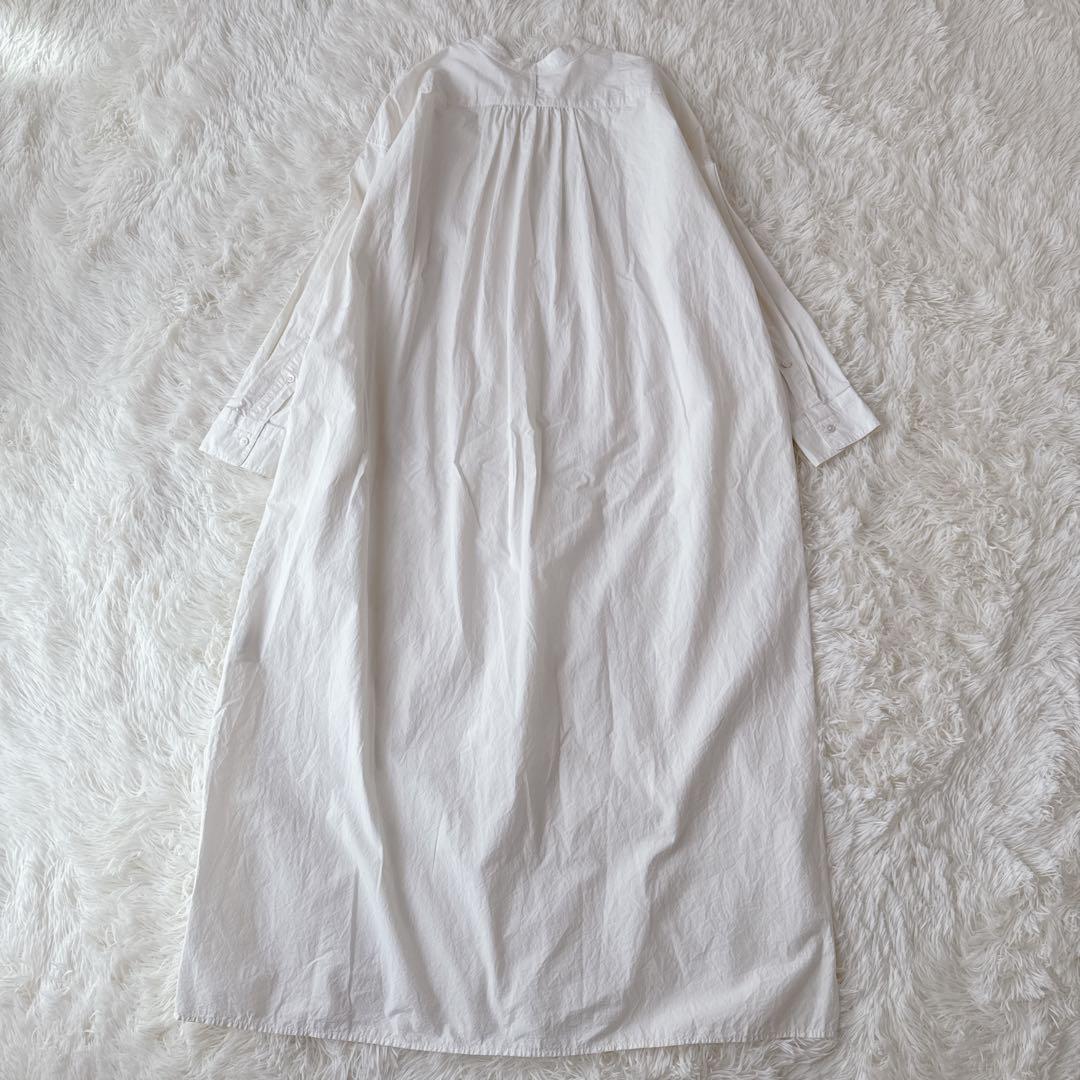 完売品✨美品✨かぐれ コットンシルクシャツワンピース バンドカラー ロング