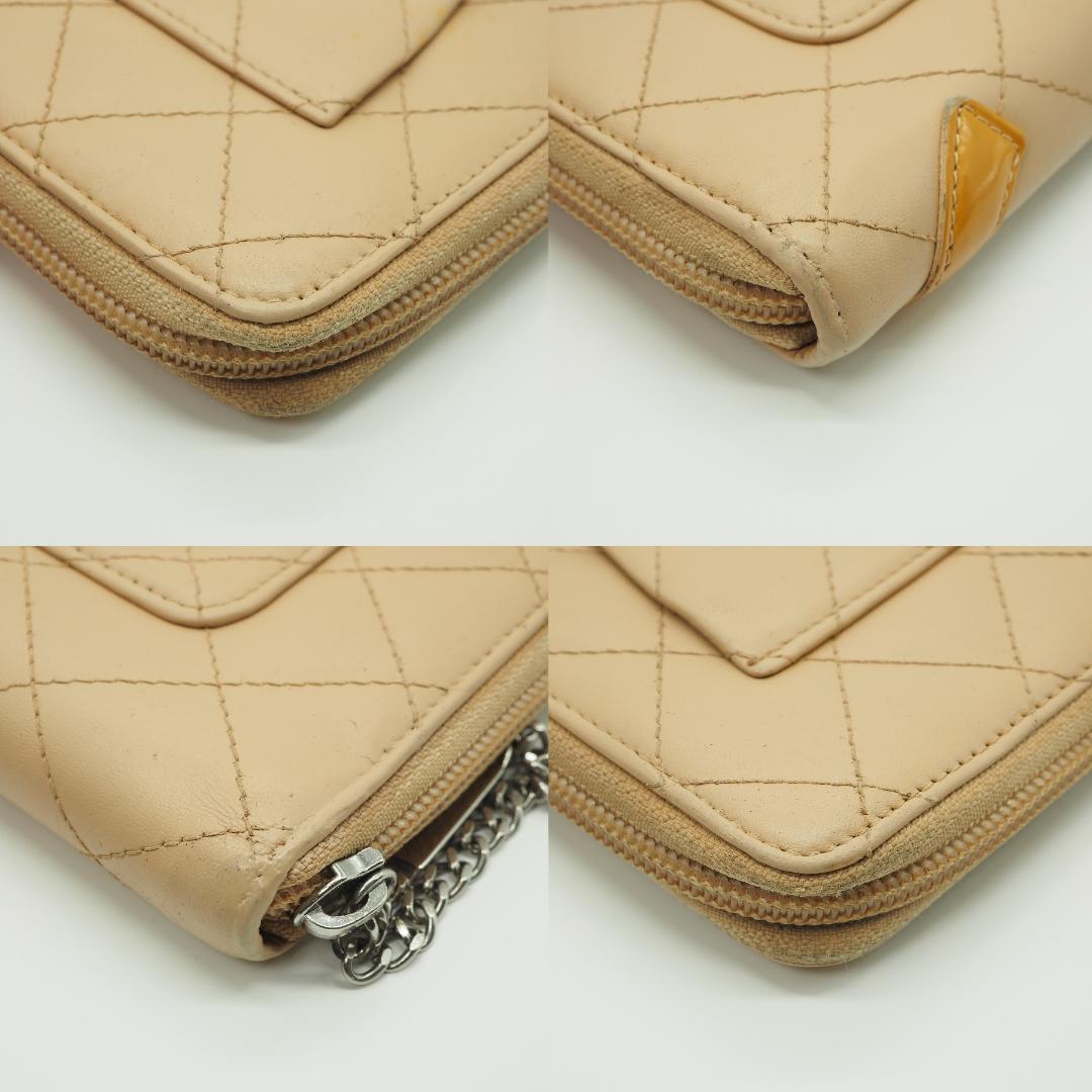 【美品】CHANEL カンボンライン オーガナイザー 長財布 ベージュ×オレンジ