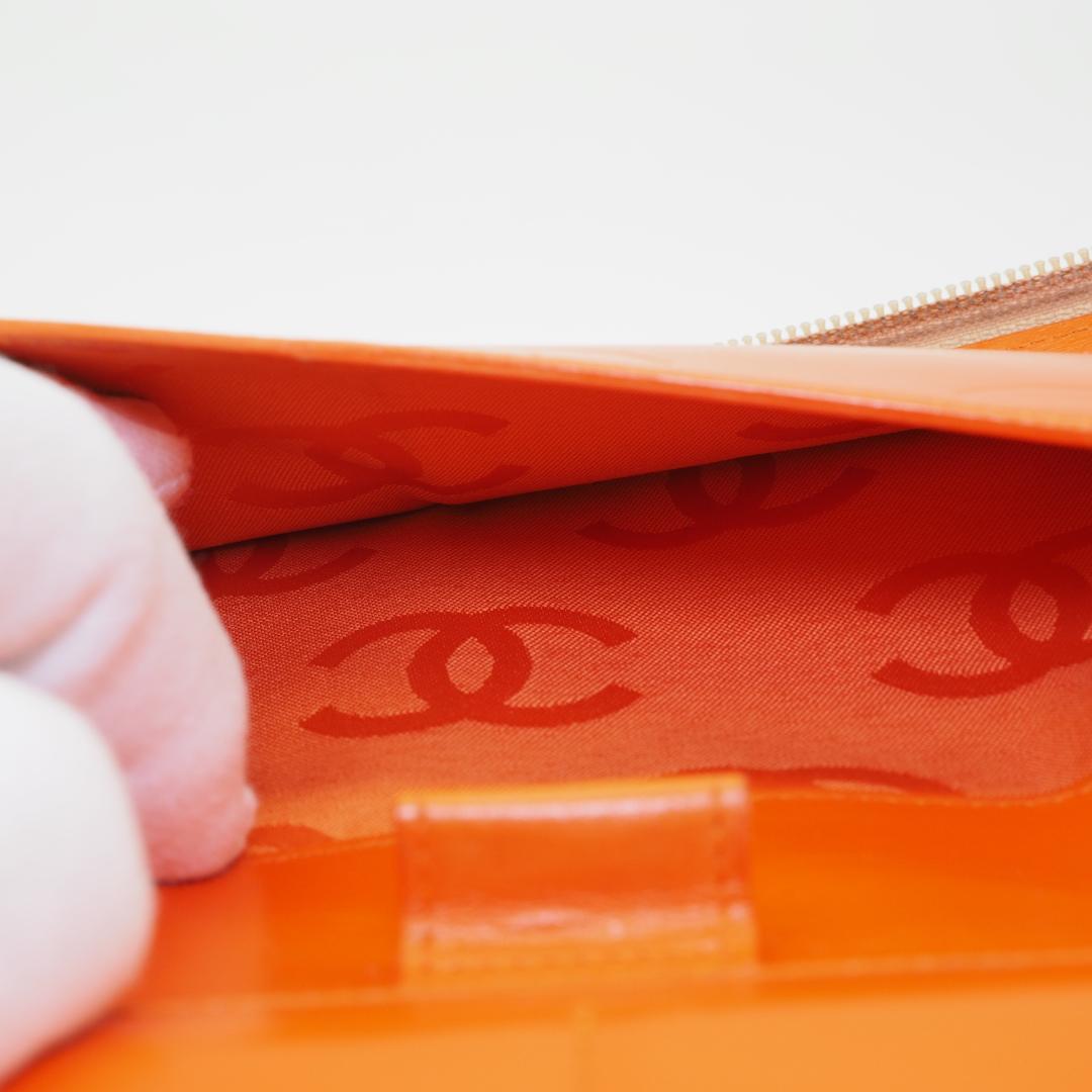 【美品】CHANEL カンボンライン オーガナイザー 長財布 ベージュ×オレンジ