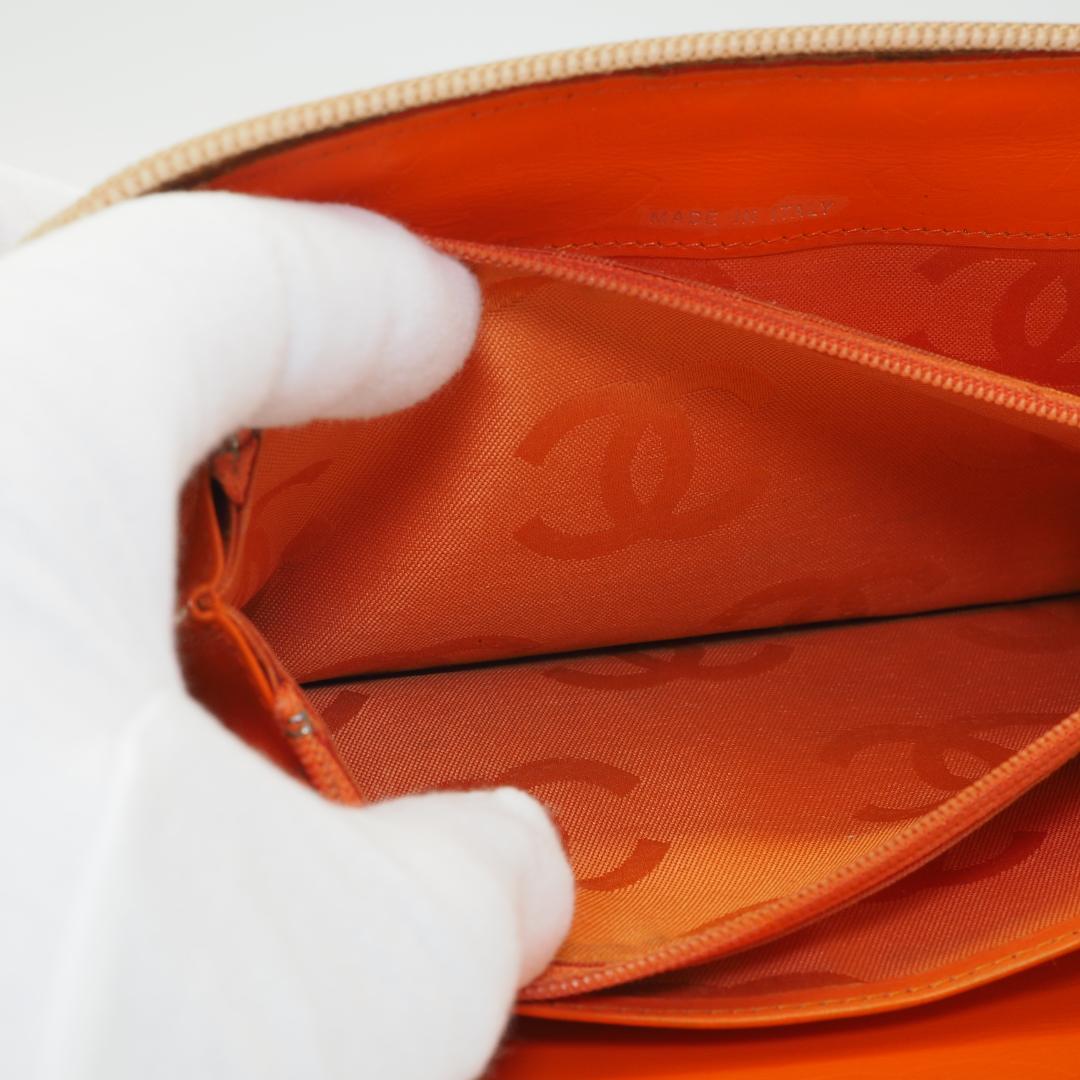 【美品】CHANEL カンボンライン オーガナイザー 長財布 ベージュ×オレンジ